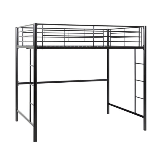 Walker Edison Timothee Urban Industrial Metal Twin over Loft Bunk Bed, Twin Size, Black