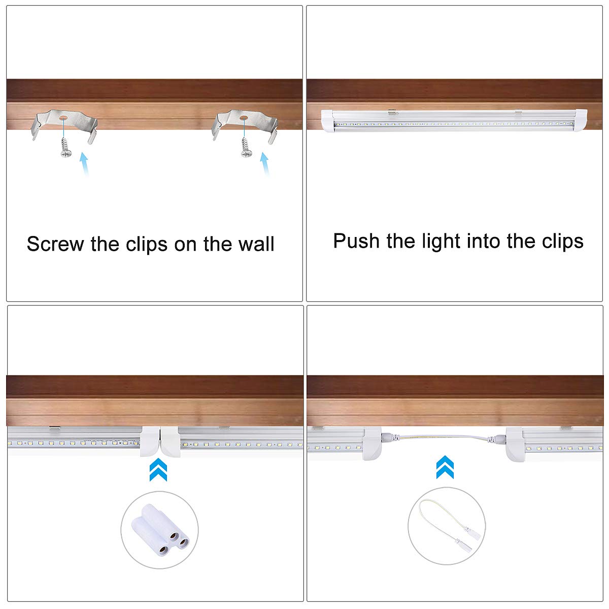 Singteam 10Pack 8Ft LED Shop Light Fixture, 90W Integrated LED Tube Light,10000LM, 6500K, Clear Cover,High Output,Double Row V Shape 270 Degree LED Lighting for Garage Warehouse Workshop Basement Singteam