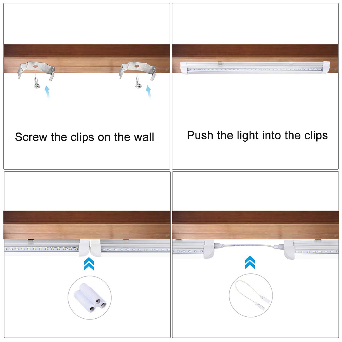 Singteam 10Pack 8Ft LED Shop Light Fixture, 90W Integrated LED Tube Light,10000LM, 6500K, Clear Cover,High Output,Double Row V Shape 270 Degree LED Lighting for Garage Warehouse Workshop Base - WoodArtSupply