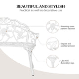 VINGLI 38.5" Patio Park Garden Outdoor Metal Rose Bench,Cast Iron Cast Aluminium Frame Antique Finish Chair,Accented Lawn Front Porch Path Yard Decor Deck Furniture for 2 Person Seat（White VINGLI