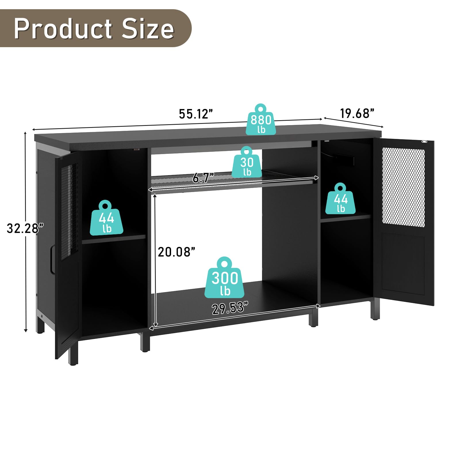 Hlivelood 55-75 Gallon Fish Tank Stand with Power Outlet&LED Light, Heavy Duty Metal Aquarium Stand for 2 Fish Tank Accessories Storage, Suit for Turtle Tank, Reptile Terrarium, 880lbs Capaci - WoodArtSupply