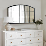 WAMIRRO Wide Window Pane Black Mirror,Farmhouse Arched Wall Mirror,Mantel Mirror for Fireplace/Entryway/Hallway/Living Room,33“X24” WAMIRRO