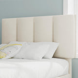 VECELO Twin Bed Frame with Upholstered Headboard, Heavy-Duty Platform Bedframe with Strong Wooden Slats Support, No Boxing Spring Needed, Pale Beige VECELO