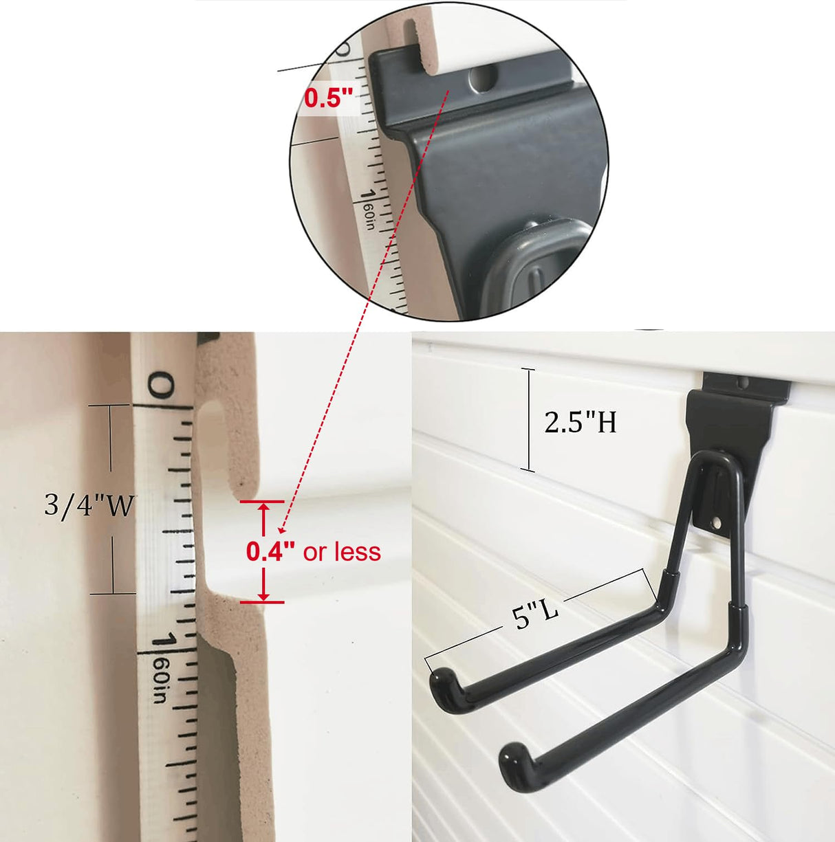 ATOOLA Slatwall Hooks, Garage Slatwall Accessories, Multi Size Slat Wall Accessory, 14 Pack Utility Hooks for Slatwall ATOOLA