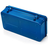 Acshio Portable Steel Tool Box, 16 Inch Metal Tool Organizer Box with Double Latch Closure and Handle, Heavy Duty Storage Toolbox Tool Chest for Workshop, Garage, Warehouse, Household, Blue Acshio