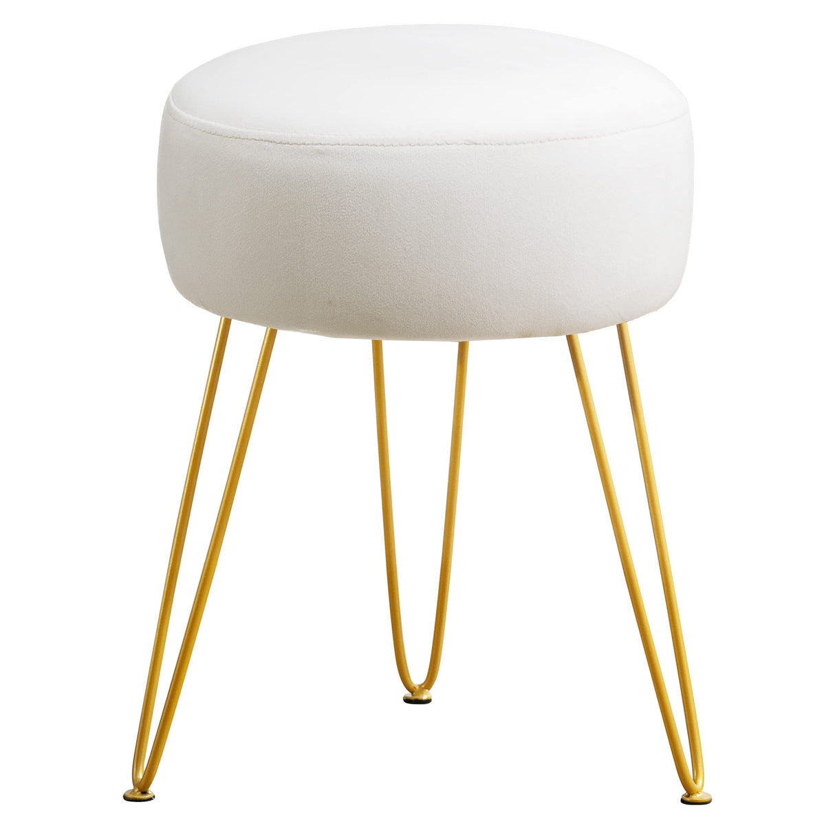 LUE BONA Vanity Stool, White Vanity Stools for Makeup Room, Round Ottoman Foot Stool, Velvet Footrest Vanity Chair for Bathroom Vanity, Bedroom, Living Room, Entryway, Offices LUE BONA