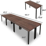Bonzy Home Conference Tables 14ft Office Computer Desk for Meeting Room Study Writing Printer Table for 16 People Save Space Design Rustic Vintage Walnut 6PCS (165.3"x47.2"x29.5") Bonzy Home