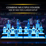 Boss Premium® BarUSA™ LED Lighted Bar Shelf Display Liquor Bottle Alcohol Whiskey Shelves Rack Stand Tray Units for Home Bar Living Room Accessories and Decor - Designed in USA (3-Step, 16 Inch) Boss Premium