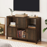 FATORRI 6 Cube Storage Organizer Book Shelf, Horizontal Bookshelf with 3 Doors, 3 Tier Wooden Bookcase for Living Room, Home Office (Dark Walnut) FATORRI