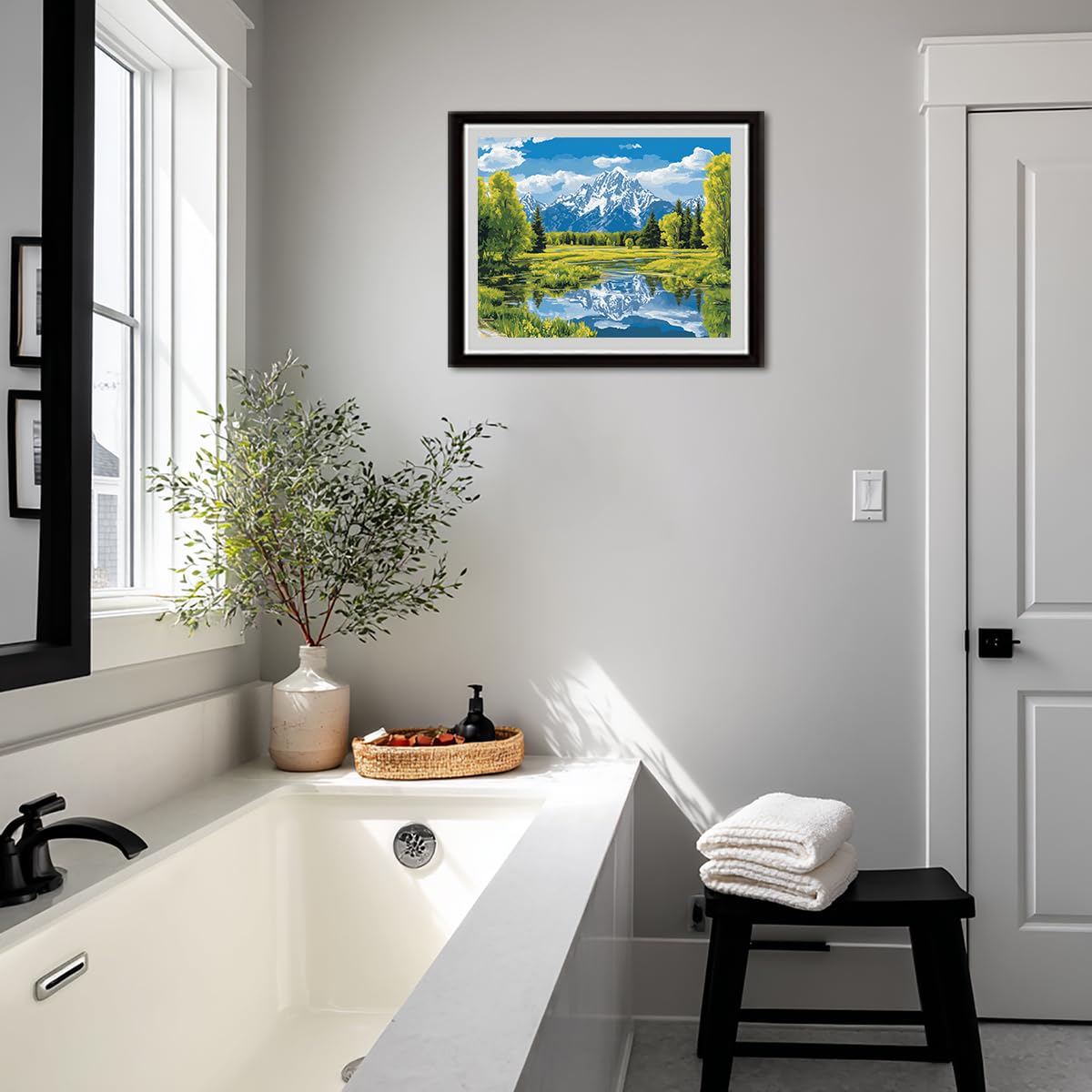 ARNLRDYA Grand Teton Paint by Numbers for Adults, Mountain Forest National Park Paint by Number Kits, Lake Scenery Acrylic Painting on Canvas for Gift Home Decor(20x16inches,No Frame) ARNLRDYA