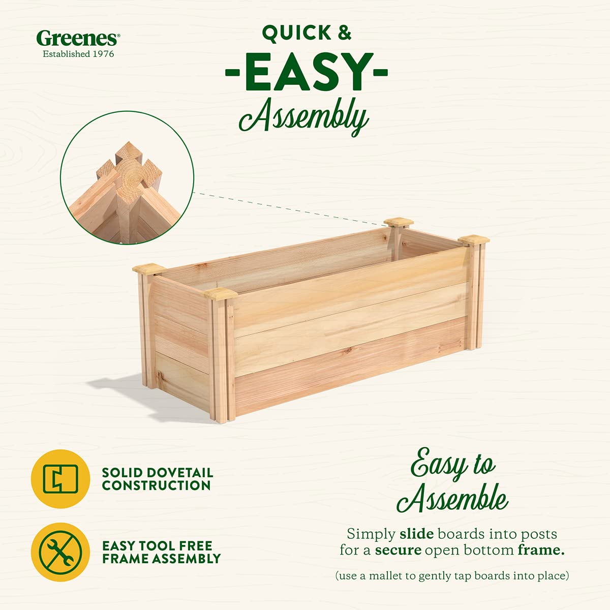 Greenes Fence Premium Cedar Raised Garden Bed, 16" x 48" x 16.5" - Made in USA with North American Cedar