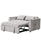 Multi-Functional Sofa Bed with Cup Holder and USB Port, Loveseat Pull Out Sofa Bed Sleeper Bed for Living Room Office Apartment (Gray) BEDGJH