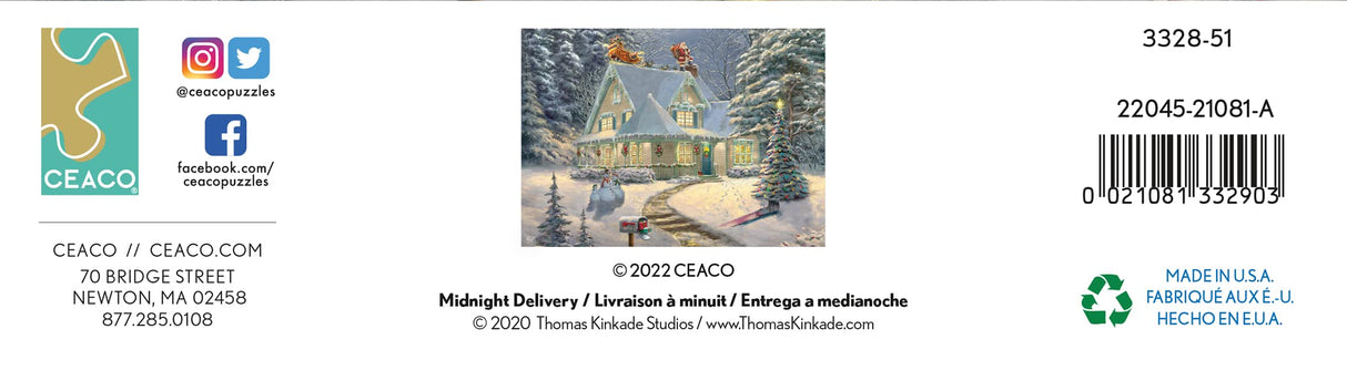 Ceaco - Thomas Kinkade - Holiday - Midnight Delivery - 1000 Piece Jigsaw Puzzle Ceaco
