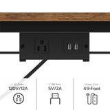 HOOBRO Bakers Rack with Pots Rack, Microwave Stand with Charging Station, Space-Saving Coffee Bar Industrial Bread Organizer, for Dining Room, Kitchen, Black and Rustic Brown BF15UHB01 HOOBRO