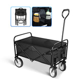 YSSOA Rolling Folding & Rolling Collapsible Garden Cart, Outdoor Camping Wagon Utility with 360 Degree Swivel Wheels & Adjustable Handle, Black 220lbs Weight Capacity YSSOA