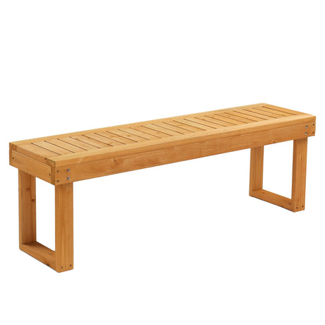 VINGLI 50'' Outdoor Wooden Bench, Weatherproof Outdoor Backless Bench, 2-Person Wood Patio Bench for Backyard, Poolside, Entryway VINGLI
