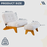 MAXYOYO Adjustable Accent Chair with Ottoman, Thick Cushion Seated Lounge Chair Reclining Chair for Living Room, Cozy Recliner and Footrest Set, Beige MAXYOYO