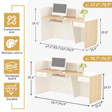 Modern Reception Desk with Storage Drawers and Open Shelves, 47-95 Inch Front Counter Table for Office, Salon, Lobby, Retail Store, or Home Workspace Left/Black 47" Wx23.6 Dx39.4 H LSZMXI