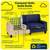 Pemberly Row 73" Track Arm Sofa with Removable Covers Navy Blue Pemberly Row