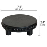dwellington Farmhouse Beaded Wood Tray Risers for Display, 7.6” Wooden Decorative Tray for Kitchen Home Decor, Display Pedestal Stand for Countertop, Black Round Wood Riser for Soap Dish dwellington