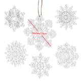 Bazayona 30pcs Wooden Snowflakes Ornaments Rustic Hanging Wood Christmas Tree Snowflake Ornaments Crafts Hollowed Embellishments for Christmas Holiday Decor, 3inch, White Bazayona