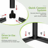 AMERLIFE 12x10x8 FT Hybrid Polycarbonate Walk-in Greenhouse for Outdoors, Aluminum Frame with Quick-Connect Assembly, Double Doors, Ventilation for Backyard Garden, Black AMERLIFE