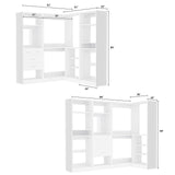 Unikito 86” Closet System, Large Corner Closets Organizer with Hanging Rods and Mirror Design, Freestanding Adjustable Wood Clothes Garment Rack with Drawers, Sturdy Walk in Closet Tower, White Unikito