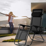 FDW Zero Gravity Lawn Lounge Chairs Set of 2 with Pillow and Cup Holder - Adjustable Reclining Folding Outdoor Chairs for Deck, Beach, Yard FDW