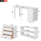 Merax Pure White Twin Low Loft Bed with Integrated Desk, Storage Cabinet & Bookshelf Merax