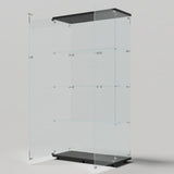 65.59" Tall Tempered Glass Display Cabinet with LED Lights&Rolling Wheels, Curio Cabinet with 4 Shelves with 2 Door, Quick-Install Style Floor Standing Bookshelf File Cabinet for Living Room Office Maxtude