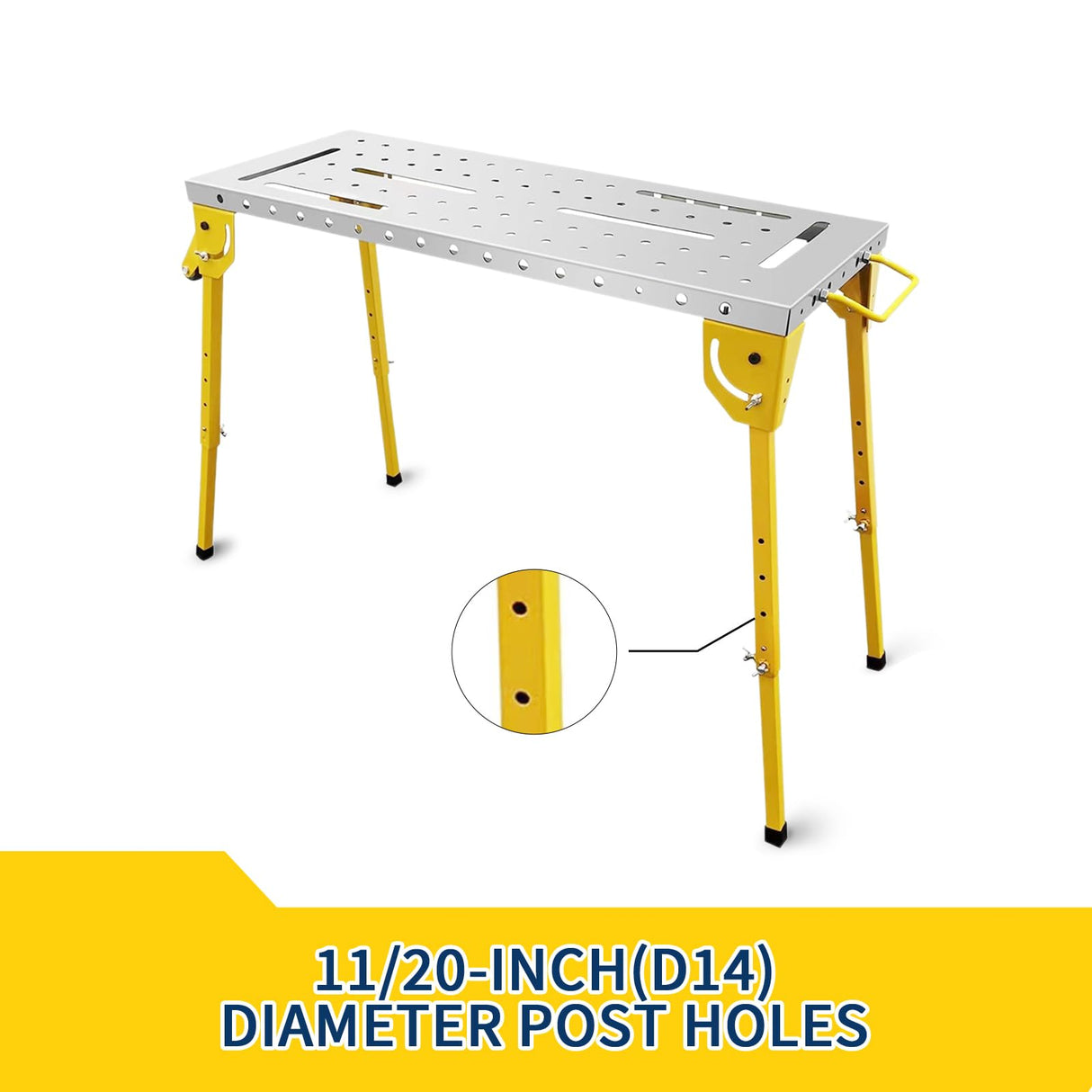 Asypets Asypets Welding Table - 1000LBS Capacity, Folding Workbench with Wheels, 46x18 Inch Adjustable Height, 3 Tilt Angles, Portable Fixture Table for Garage, Shop, Home AsyPets