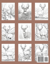 Whitetail Deer Adult Coloring Book with Wildlife Designs and Settings (50 Designs): Great Gift for Hunters and Men! Majosta