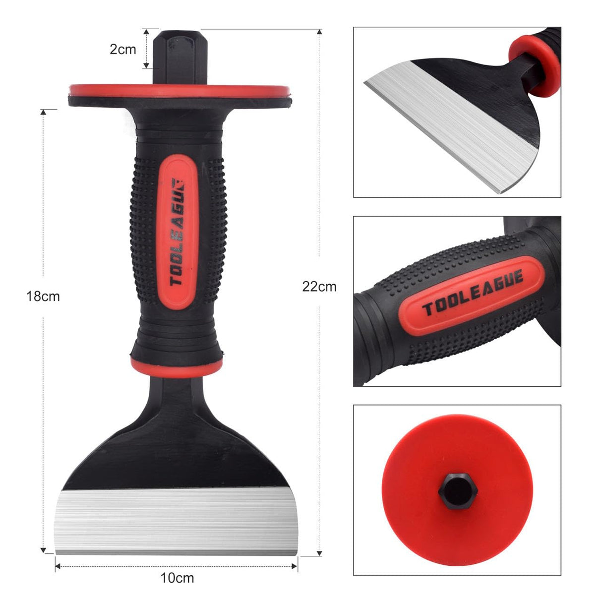 TOOLEAGUE 3Pcs Heavy Duty Masonry Chisel Set, 11-Inch Point & Flat Chisel, 8-Inch Brick Chisel with Hand Protection TOOLEAGUE