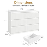 Jocoevol 6 Drawer Dresser, Fluted Dresser for Bedroom with Sleek Hidden Handles, Bedroom Dressers with Drawers, Wood Closet Clothes Storage Organizer for Bedroom, Pure White Jocoevol