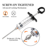 Tri-Sworker Plastic Meat Injector Kit for Smoker with 3 Flavor Food Syringe Needles, Ideal for Injecting Marinade into Turkey, Meat, Brisket; 1-OZ; Including Paper User Manual, Recipe E-Book (PDF) Tri-Sworker