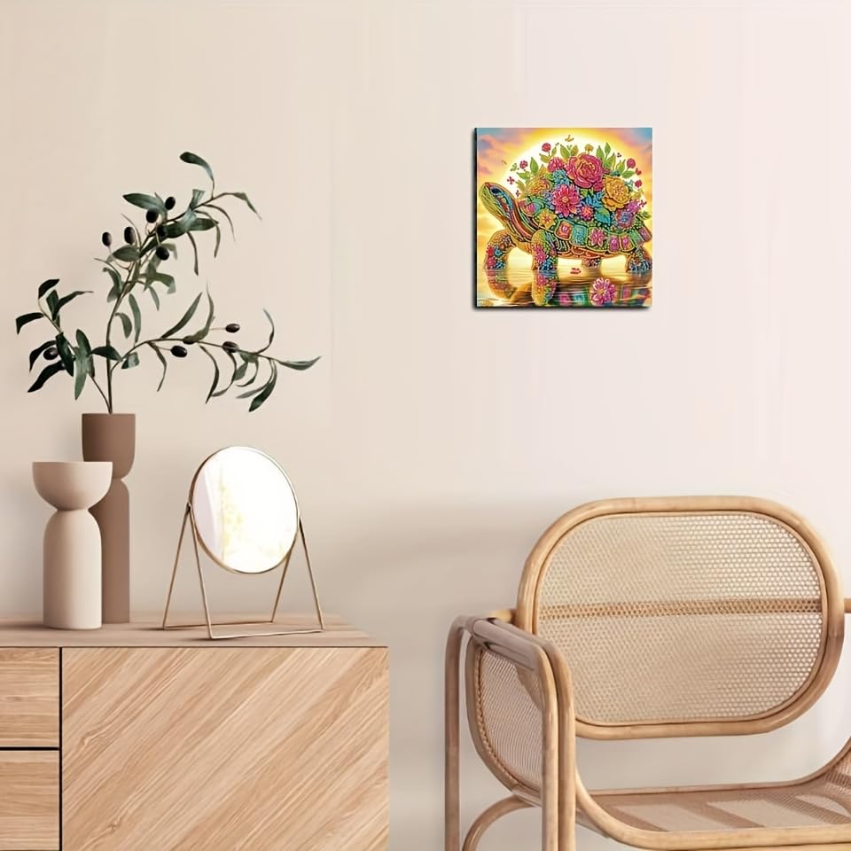 KUFWKEY 4 Pack Sea Turtle Diamond Art Kits for Adults,5d Diamond Painting Kits for Beginner,Crystal Rhinestones DIY Handicrafts,Diamond Mosaic Gem Art,Special Shape Diamond Art,11.81X11.81 inchs KUFWKEY