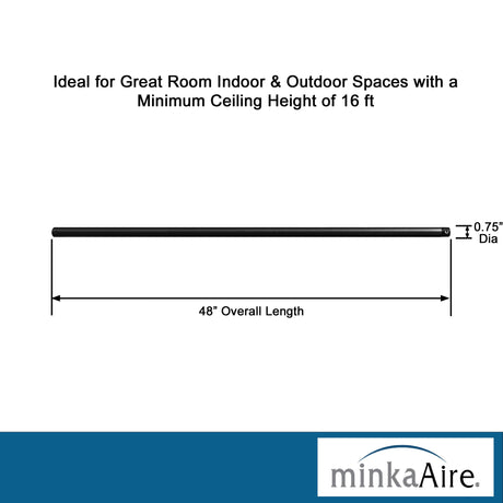 Minka-Aire 48 Inch Ceiling Fan Downrod - Coal - DR548-CL MINKA-AIRE