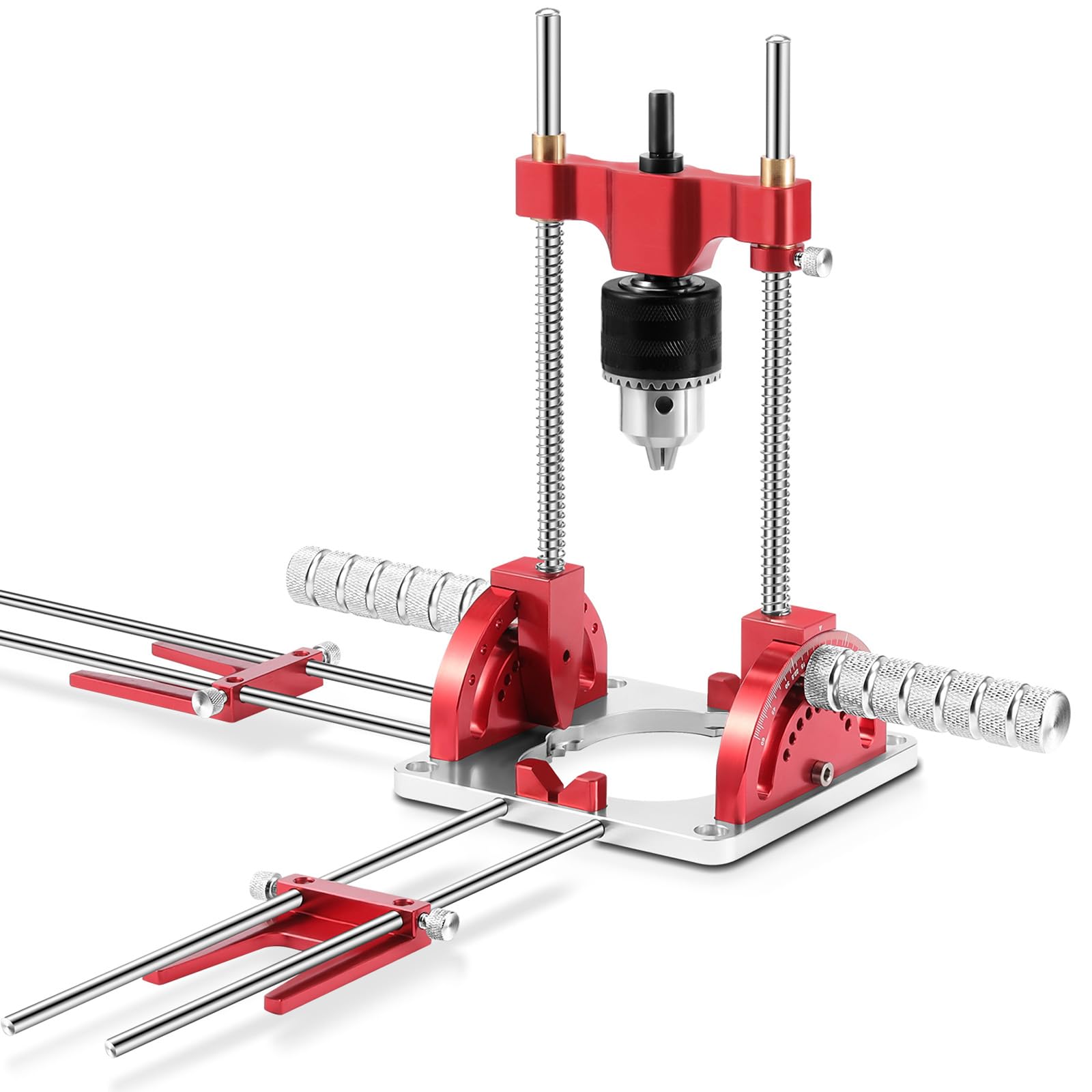 Portable Drill Guide Self-Centering Portable Drill Guide w/Chuck Key, 0° To 60° Angle Drill Guide w/Easy-To-Read Protractor Scale,Multi-Angle Drill Guide With Self-Centering Base Woodworking  - WoodArtSupply