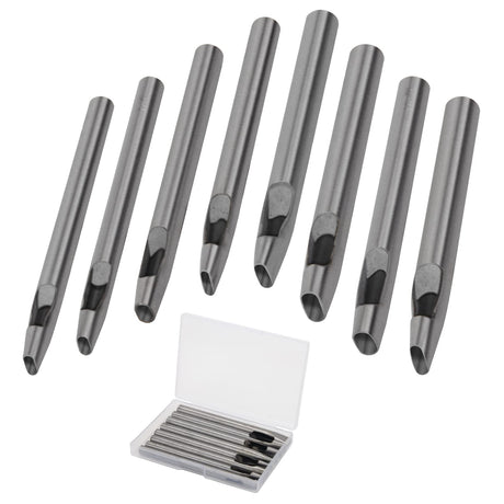 8 Size Oval Hole Punch for Leather 2mm-5mm, Boyistar Leather Craft Punch Tools Set Hollow Punching Oval Belt Hole Cutter Tool for Watch Band, Belt, Leather Crafting with Storage Box Boyistar