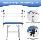 APRILSOUL 42 Inch Pet Grooming Table for Medium Dogs,Adjustable Height,Foldable,Anti-Slip Surface,with Arms, Nooses, Mesh Tray APRILSOUL