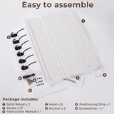 HRONRAD Shelf with Hooks, Coat Rack Wall Mount with 6 Double Metal Hooks, 17 Inch Farmhouse Wall Hooks with Shelf for Entryway, Bathroom, Kitchen, White HRONRAD