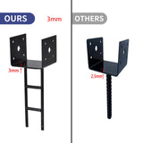 TPSHKE 8 Pack U Shape Post Anchor, 4"x 4" Post Base for Concrete, Design Patent Product, 11 Gauge 3 mm Thickness Galvanized Black Pergola Deck Bracket with Screws(Inner Dia 3.6x3.6) TPSHKE