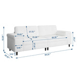 85 in Modern 3-Seater Sofa for Living Room,Chenille Fabric Deep Seat Couch with Adjustable Wide Armrests & Plush Button-Tufted Back, Comfortable Living Room and Bedroom Sofa, Easy Assembly（Beige） Garvee