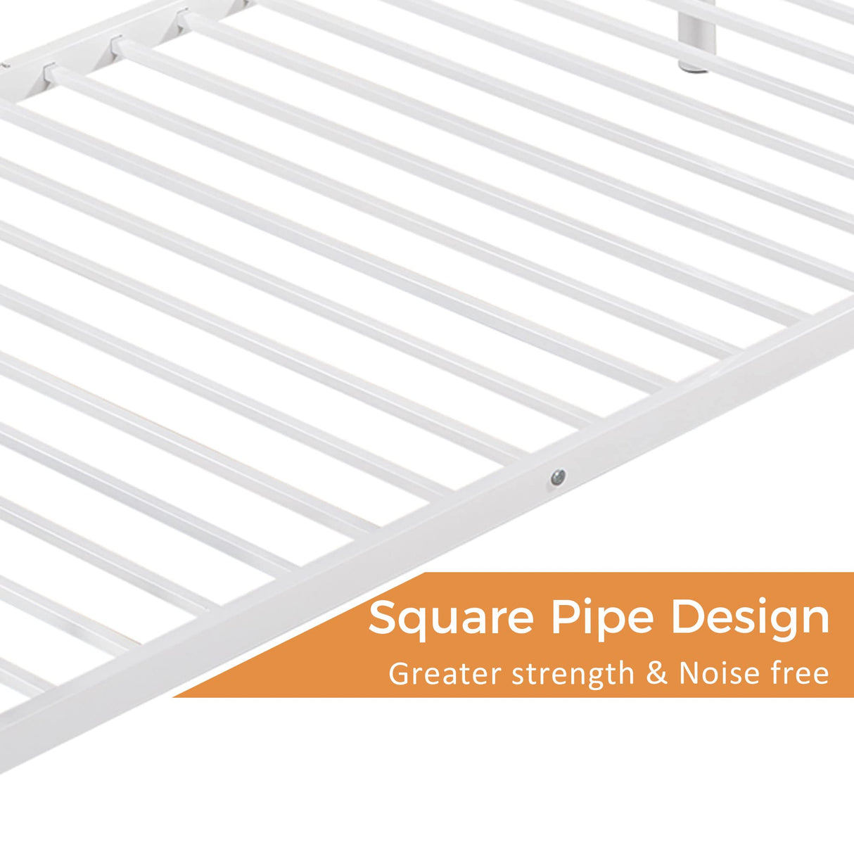 Merax Metal Bunk Bed, Bunk Bed with Ladder and high Guardrail, Able to Split, Under Bed Storage Space, Noise Free, Twin Over Twin Size, White Merax