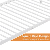 Merax Metal Bunk Bed, Bunk Bed with Ladder and high Guardrail, Able to Split, Under Bed Storage Space, Noise Free, Twin Over Twin Size, White Merax