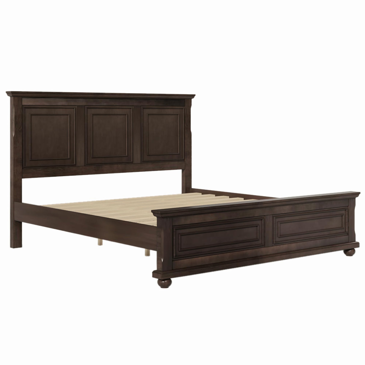 Merax Traditional Town Bed Frames and Country Style Pinewood Vintage King Bed, Rich Brown Merax
