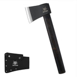 WICING 16" Throwing Axes for Axe Throwing Competitions, 1065 High Manganese Steel and Hickory Wood Handle Throwing Hatchet with Nylon Sheath WICING