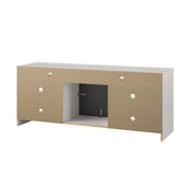 Ameriwood Home Hendrix Fireplace TV Stand for TVs up to 65 Inch, Replaceable Electric Fireplace Insert Heater, Realistic Log and Flame Effect, For Living Room or Bedroom, Ivory Oak Ameriwood Home