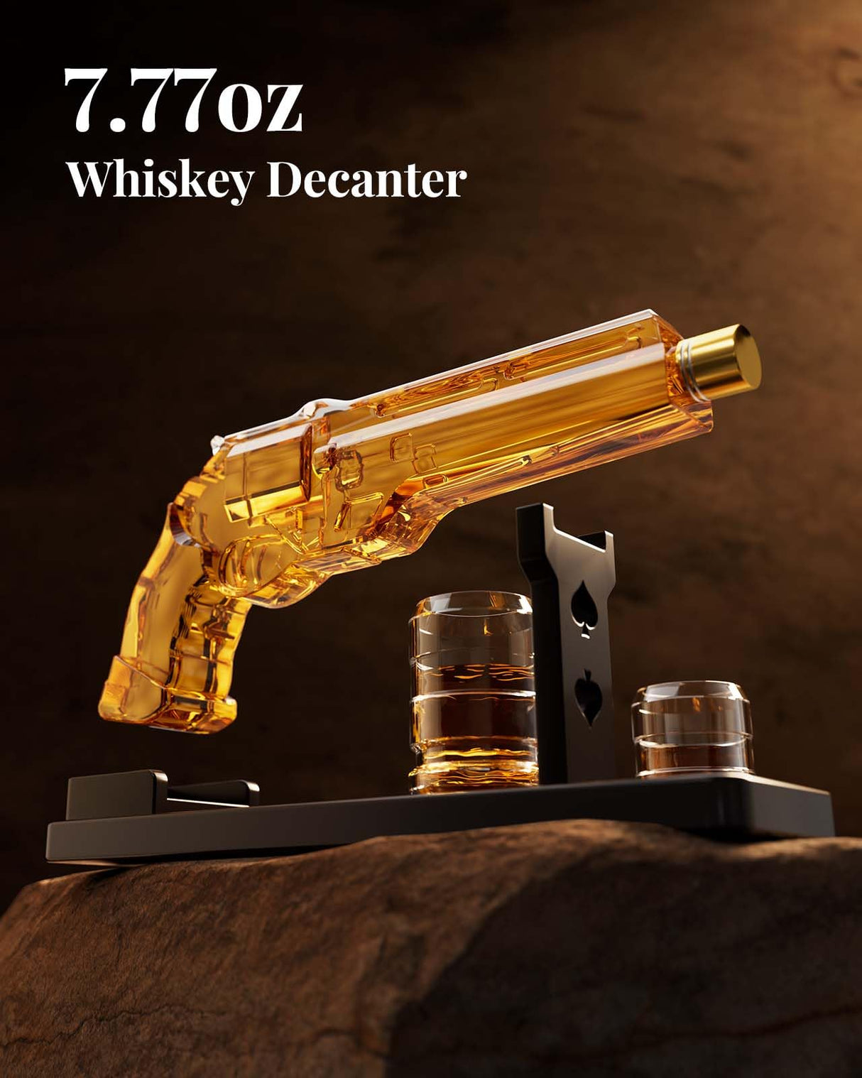 Gun Whiskey Decanter Sets for Men, Kollea Liquor Decanter Set with Glass, Unique Valentine Birthday Gift Idea for Men Dad, Cool Anniversary Stuff Gift for Him Husband, Dispenser for Bar Drinking Party Kollea