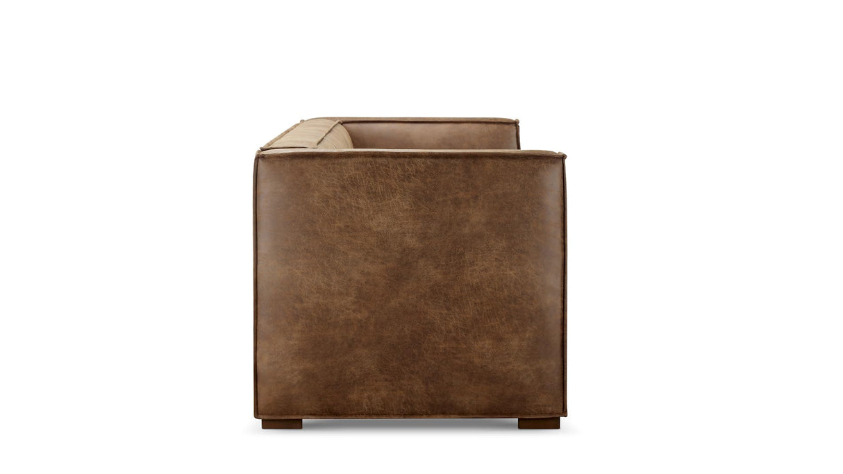 CHERS 83.3" Mid Century Modern Sofa, Luxury French Mixed Fabric Couch with Tight Back, Square Armrest Lounge Sofas for Living Room, Apartment, Bedroom, Office, Chestnut CHERS